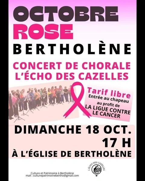 Octobre Rose : Concert avec la chorale l'Echo des Cazelles à Bertholène