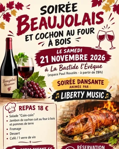 Soirée beaujolais et cochon au feu de bois à La Bastide l'Evêque